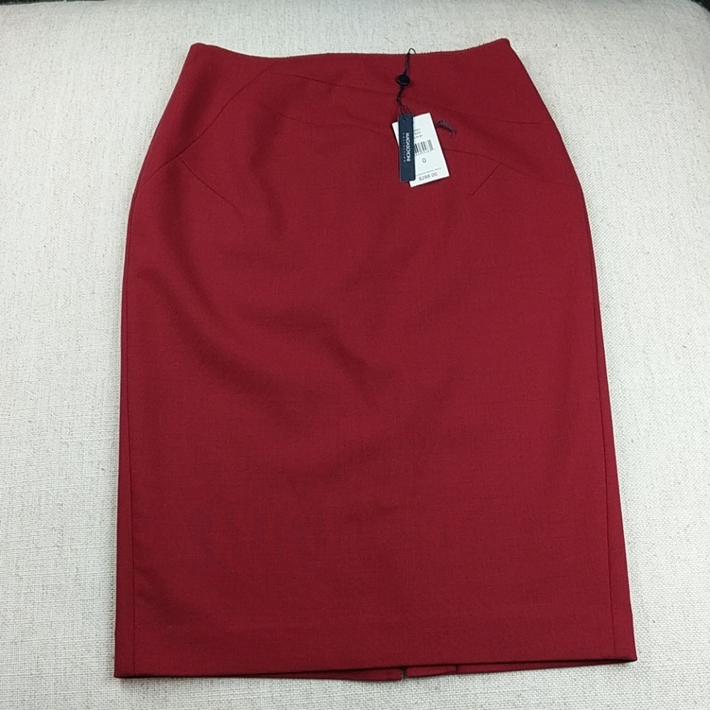 MAGASCHONI Ruby Red Wool Pencil Skirt Size 0